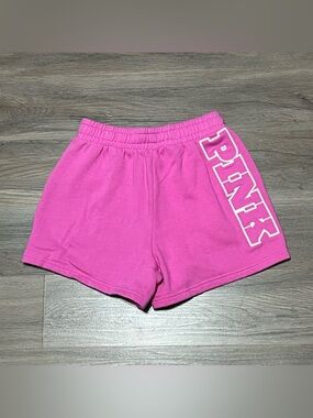 Pink Victoria's Secret XS Ivy Fleece Sweat Shorts High Rise Gossip Logo Spellout
